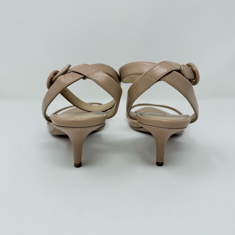 New Veronica Beard Darcelle Leather Sandal In Bisque Mid Heel Sz 7.5 - Picture 8 of 14